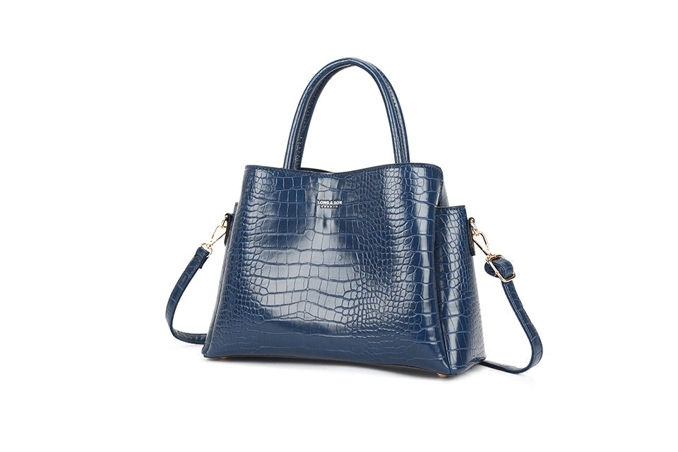 Navy Patent Croc Handbag CHIC