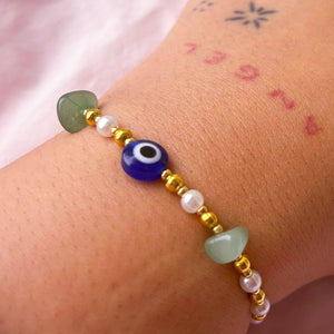 Evil Eye Crystal Bracelet: Gold / Navy / Mixed