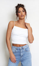 Load image into Gallery viewer, White Strappy Ruched Cami Top