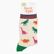 Load image into Gallery viewer, Women&#39;s Bamboo Socks - Cream/Multi, Dinosaurs: UK 3-7 | EU 36-40 | US 5-9