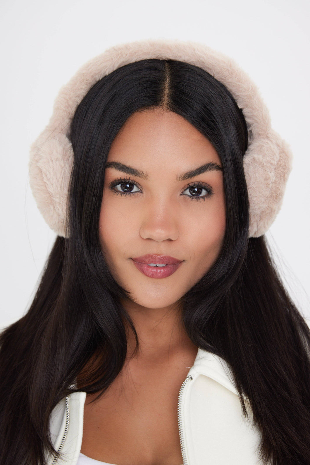 Fluffy Faux-Fur Earmuffs in Beige