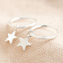 Load image into Gallery viewer, Sterling silver tiny Star Hoop earrings