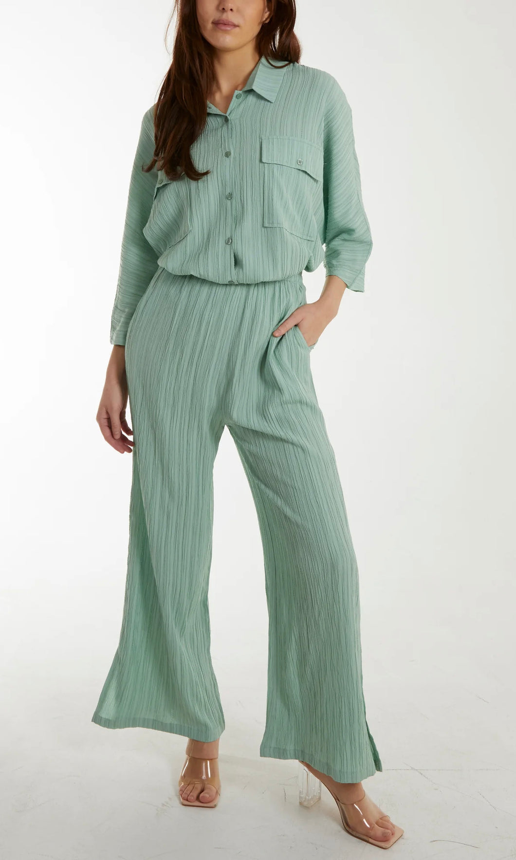 SAGE CRINKLE CO ORD