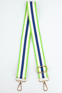 Contrasting Colourblock Striped Bag Strap in Blue & Lime