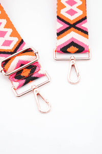 Woven Aztec Print Wide Bag Strain Pink & Orange: One-size