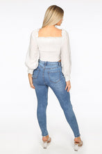 Load image into Gallery viewer, White Shirred Lace Up Off Shoulder Crop Top