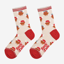 Load image into Gallery viewer, Women&#39;s Bamboo Socks - Cream/Red, Christmas Highland Cow: UK 3-7 | EU 36-40 | US 5-9