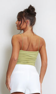 Green Strappy Ruched Cami Top