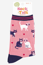 Load image into Gallery viewer, Women&#39;s Cats in Love Bamboo Socks in Pink: UK 3-7 | EU 36-40