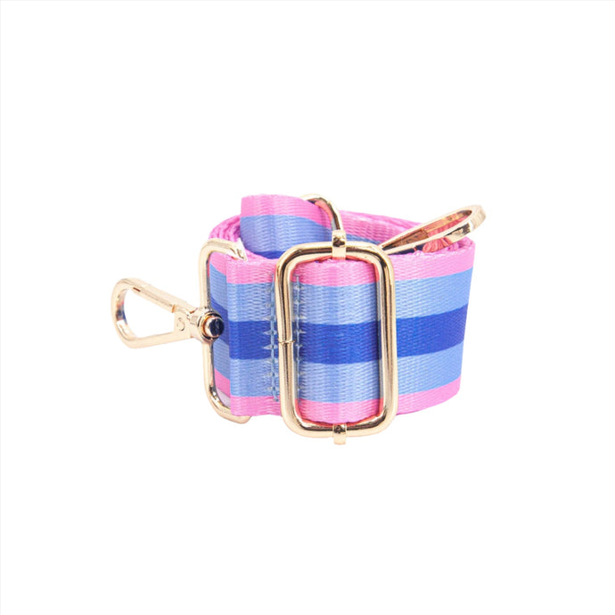 Contrasting Colourblock Striped Bag Strap in Azure Pink