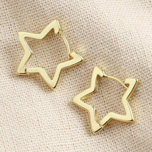 Gold Star Hoop Earrings