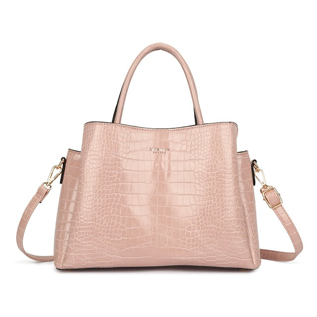Pale Pink Patent Croc Handbag