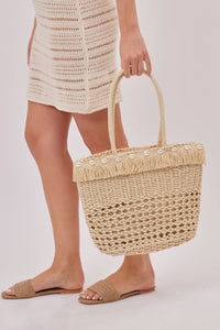 Woven Faux Shell Bag in Natural: Natural