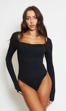 Load image into Gallery viewer, Black Long Sleeve Square Neck Control Bodysuit