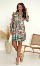 Load image into Gallery viewer, Alana Blue Boarder Print Shirt Dress