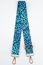 Load image into Gallery viewer, Two Tone Animal and Star Print Bag Strap in Blue &amp; Green