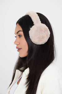 Fluffy Faux-Fur Earmuffs in Beige