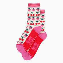 Load image into Gallery viewer, Women&#39;s Bamboo Socks - Cream, Strawberry Cherry Fair Isle: UK 3-7 | EU 36-40 | US 5-9