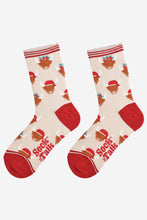 Load image into Gallery viewer, Women&#39;s Bamboo Socks - Cream/Red, Christmas Highland Cow: UK 3-7 | EU 36-40 | US 5-9