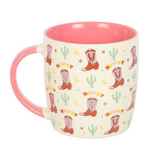 Load image into Gallery viewer, Howdy Pink Cowboy Boot Print Mug