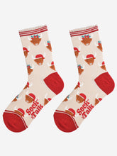 Load image into Gallery viewer, Women&#39;s Bamboo Socks - Cream/Red, Christmas Highland Cow: UK 3-7 | EU 36-40 | US 5-9