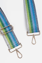 Load image into Gallery viewer, Blue Green Lurex Stripe Bag Strap