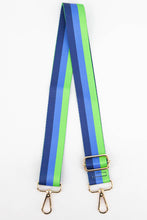 Load image into Gallery viewer, Bold Colour Triple Stripe Bag Strap in Blue &amp; Green: One-size