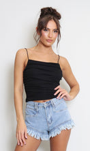 Load image into Gallery viewer, Black Strappy Ruched Cami Top