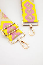 Load image into Gallery viewer, Woven Aztec Print Metallic Wide Bag Strap in Pink &amp; Yellow: One-size