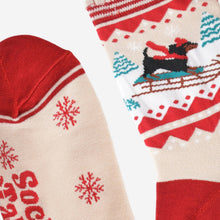 Load image into Gallery viewer, Women&#39;s Bamboo Socks - Cream/Red, Sausage Dog Sledge: UK 3-7 | EU 36-40 | US 5-9