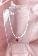 Load image into Gallery viewer, Cherry Pendant Pearl Necklace: 16inches