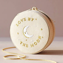 Load image into Gallery viewer, Sun and Moon Embroidered Round Jewellery Case in Beige