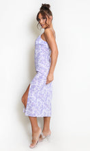 Load image into Gallery viewer, Lilac Floral Watercolour Midi Dress With Slit