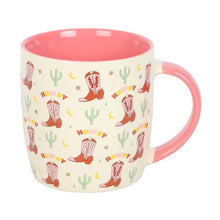 Load image into Gallery viewer, Howdy Pink Cowboy Boot Print Mug