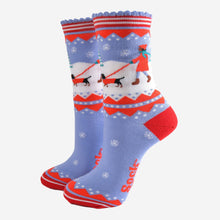 Load image into Gallery viewer, Women&#39;s Bamboo Socks - Blue/Red, Sausage Dog Walk: UK 3-7 | EU 36-40 | US 5-9