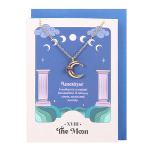 The Moon Celestial Amethyst Necklace Greeting Card