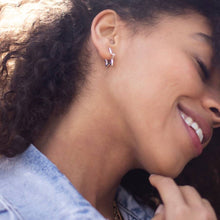 Load image into Gallery viewer, Silver Star Hoop Earrings