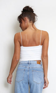 White Strappy Ruched Cami Top