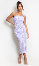 Load image into Gallery viewer, Lilac Floral Watercolour Midi Dress With Slit