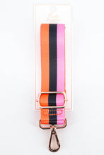 Load image into Gallery viewer, Bold Colour Triple Stripe Bag Strap in Pink, Black &amp; Orange: One-size