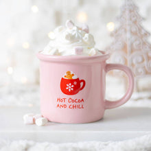 Load image into Gallery viewer, Pink Hot Cocoa and Chill Christmas Mug