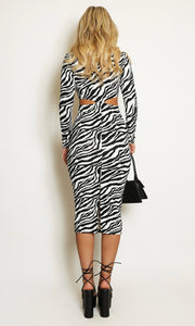 Zebra Cut Out Midi Dress