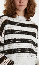 Load image into Gallery viewer, MONOCHROME BLACK AND WHITE STRIPED CROCHET JUMPER