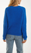 Load image into Gallery viewer, Royal Blue Fluffy Cable Knit Jumper