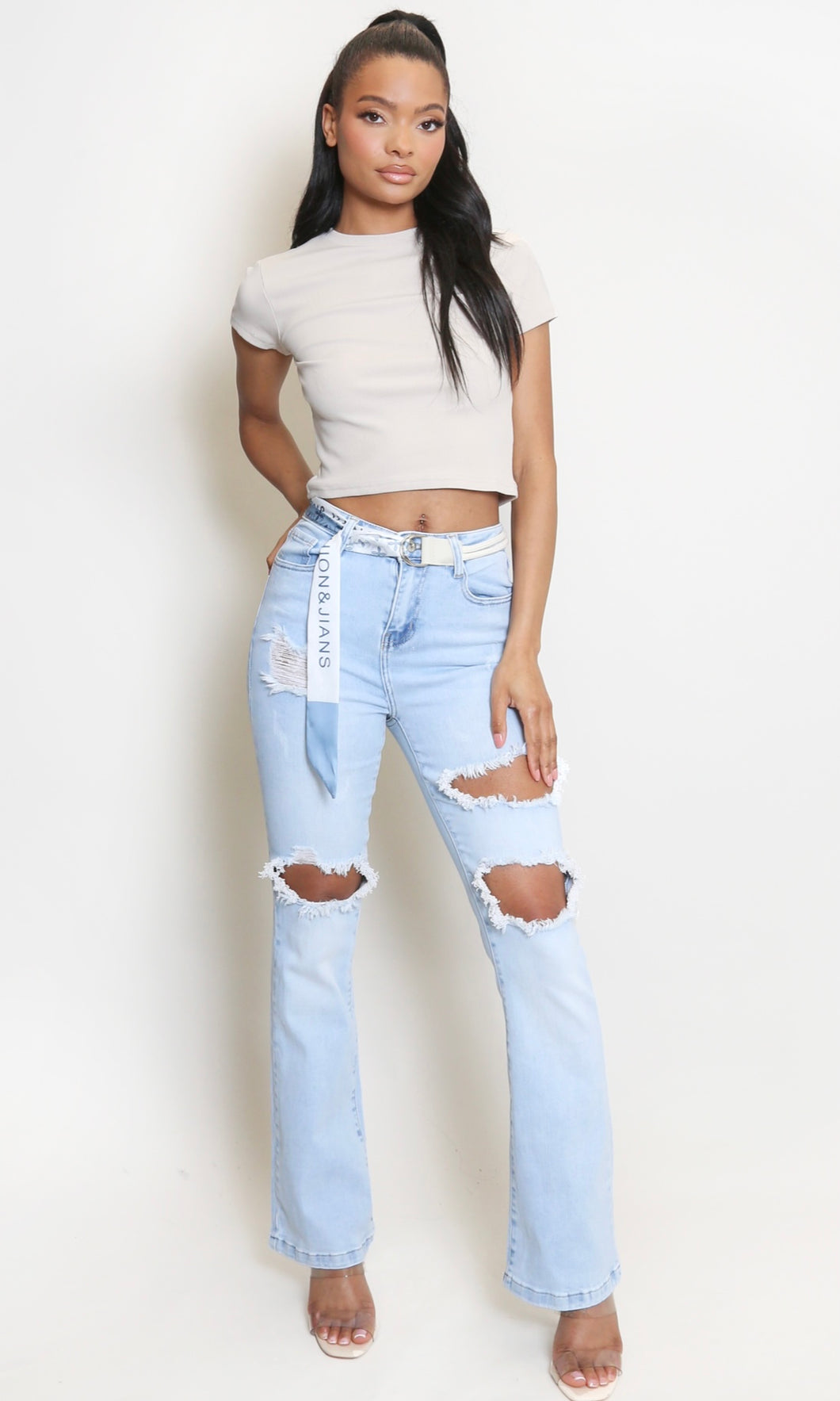 Ribbed Crop T Shirt Top