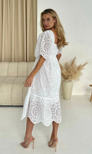 Load image into Gallery viewer, Aspen Broidery Tiered Midaxi Dress White