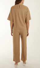 Load image into Gallery viewer, BROWN RIBBED T-SHIRT &amp; TROUSER CO-ORD SET