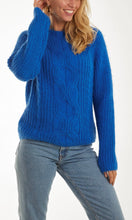 Load image into Gallery viewer, Royal Blue Fluffy Cable Knit Jumper