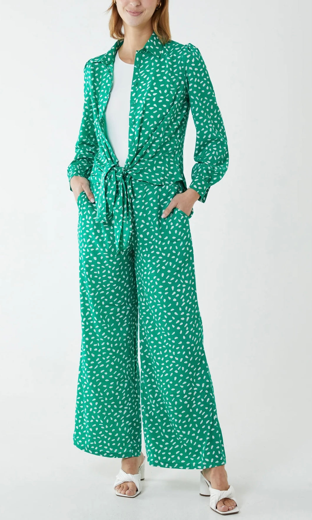 GREEN POLKA DOT TROUSERS