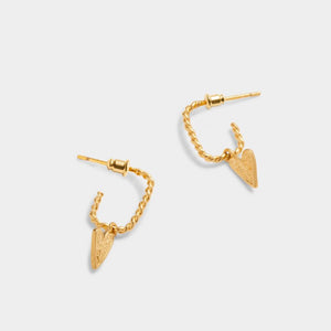 'Friendship' Waterproof Gold Heart Hoop Earrings